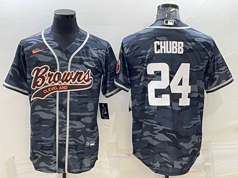 Men Cleveland Browns 24 Chubb Camo 2022 Nike Co branded NFL Jersey